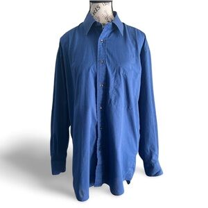 90s Vintage Christian Dior Cobalt Blue Shirt Size Medium (15 1/2)
